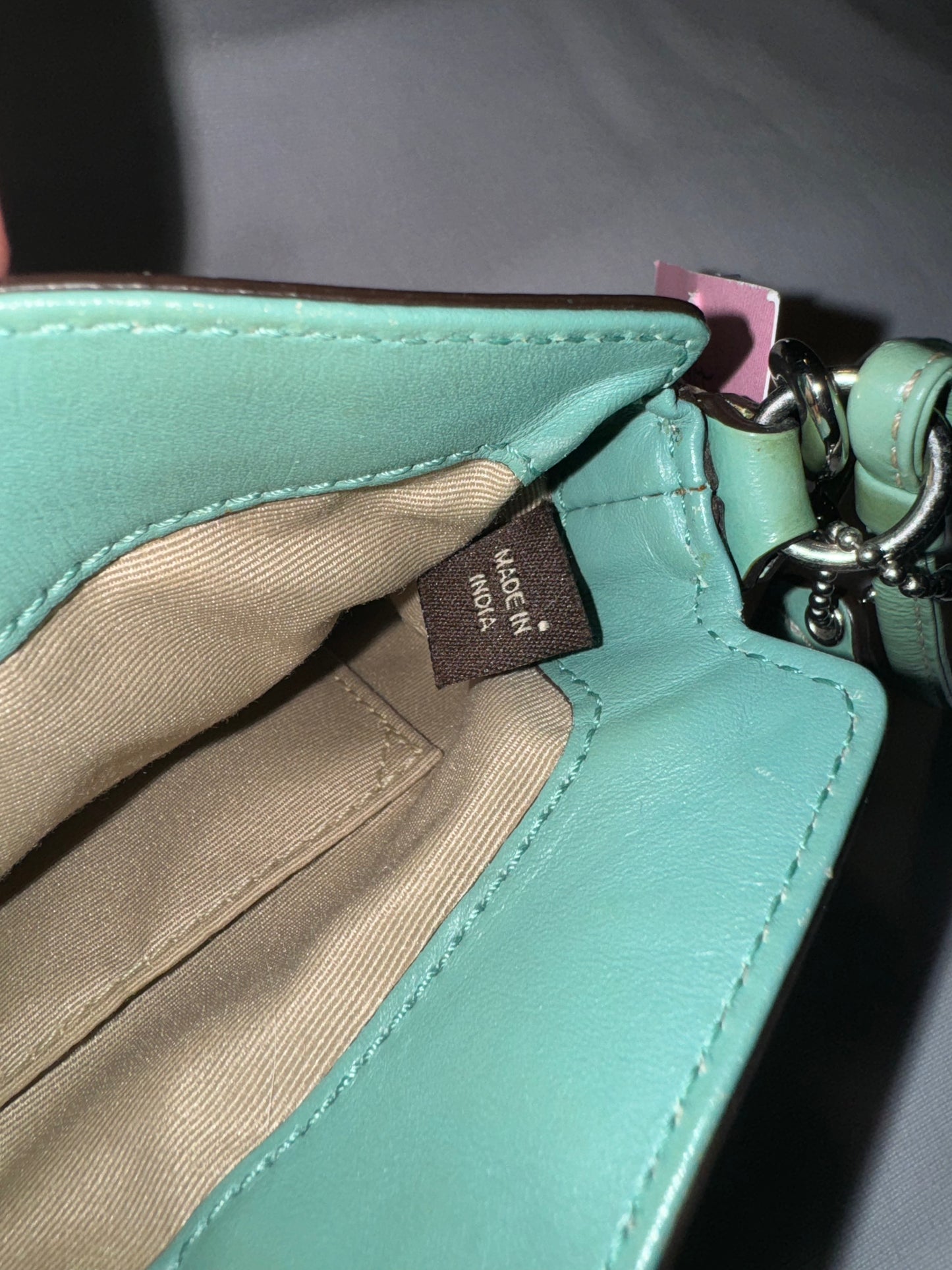 Rare Vintage Y2K Coach Brown and Teal Wristlet