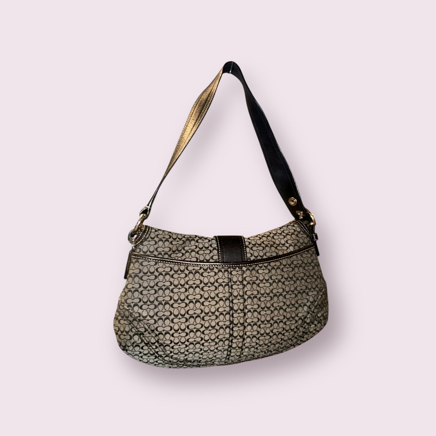 Vintage Coach Signature Black and Grey Soho Shoulder Bag