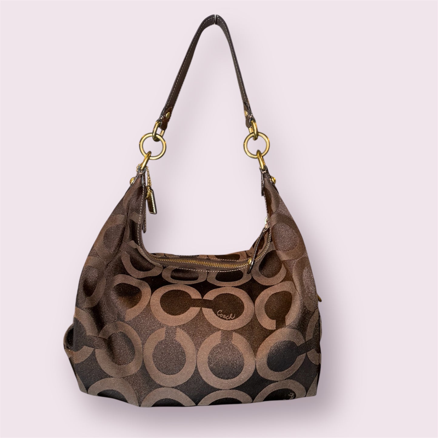 Vintage Y2K Brown Coach Signature Shoulder Bag