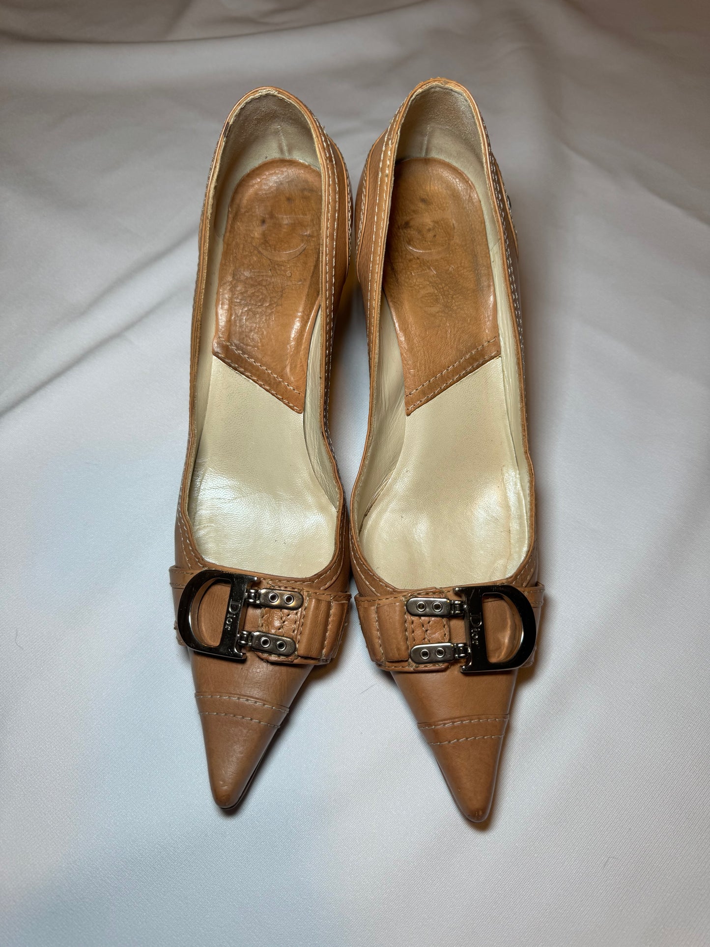 Rare Vintage Beige Dior Pointed Toe Kitten Heels