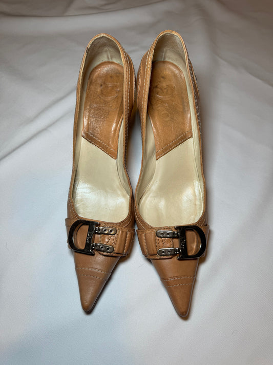 Rare Vintage Beige Dior Pointed Toe Kitten Heels