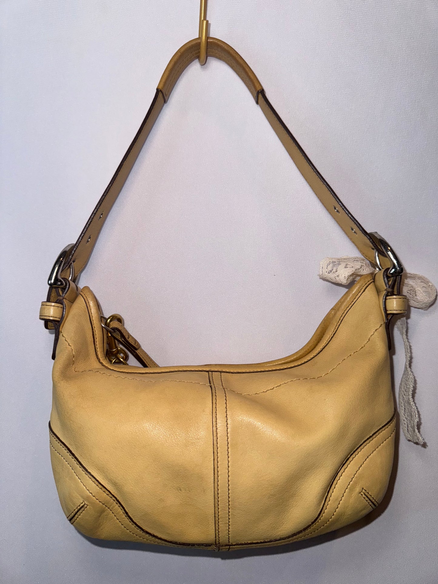 Vintage Y2K Coach Crescent Tan/yellow Mini Shoulder bag