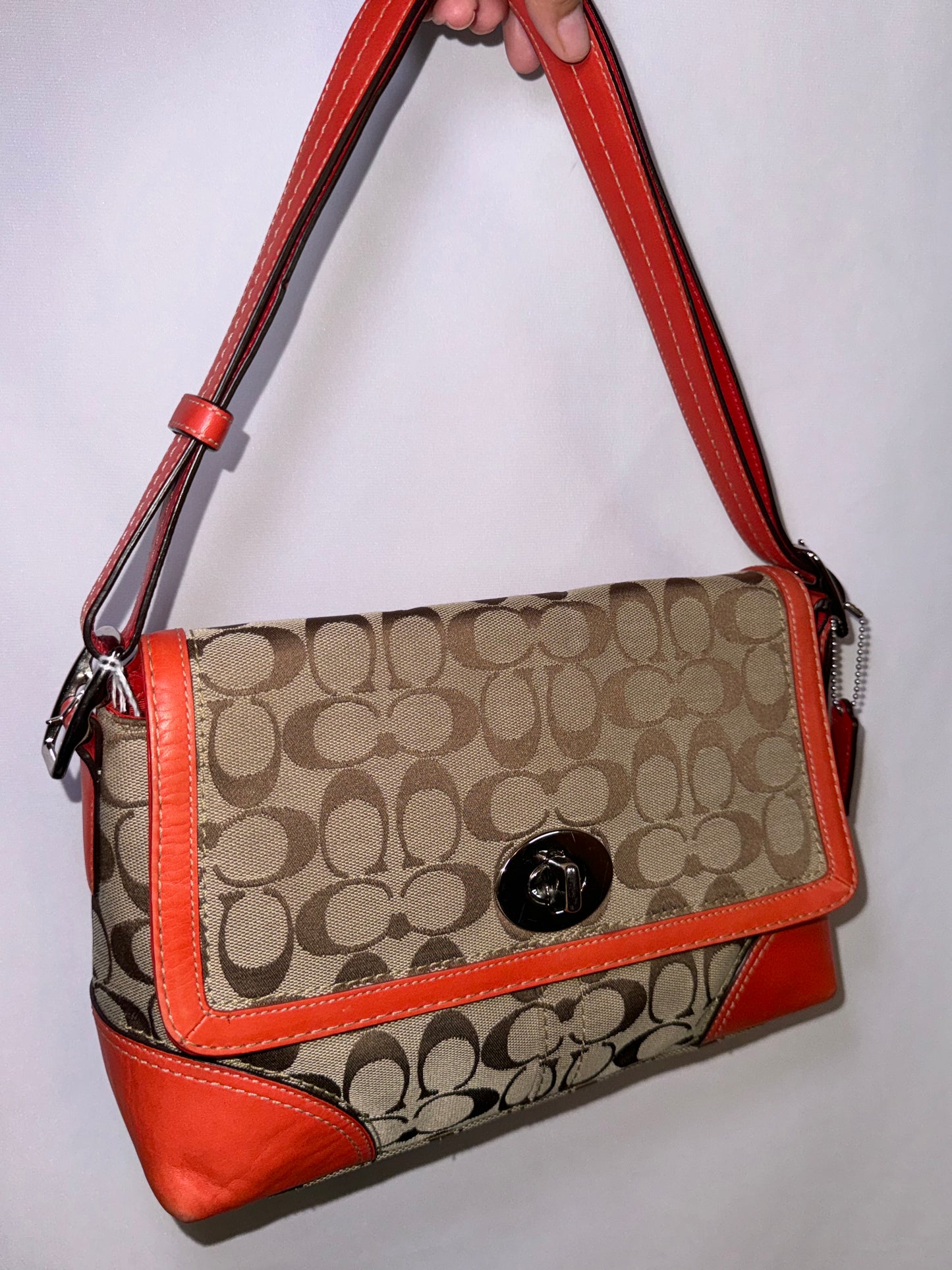 Vintage Y2K Coach Signature Bag With Red Orange accent