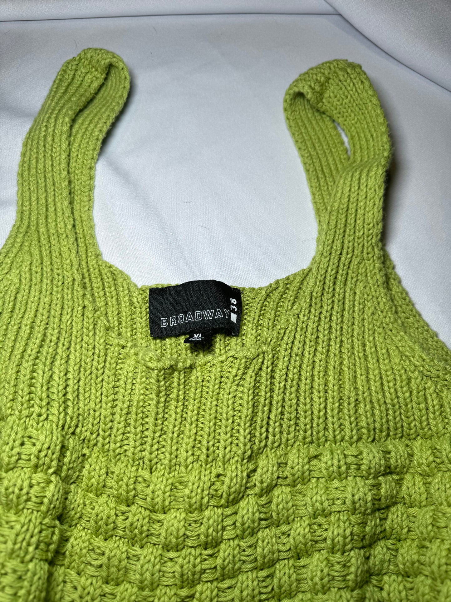 Lime green crochet tank with frilly hem