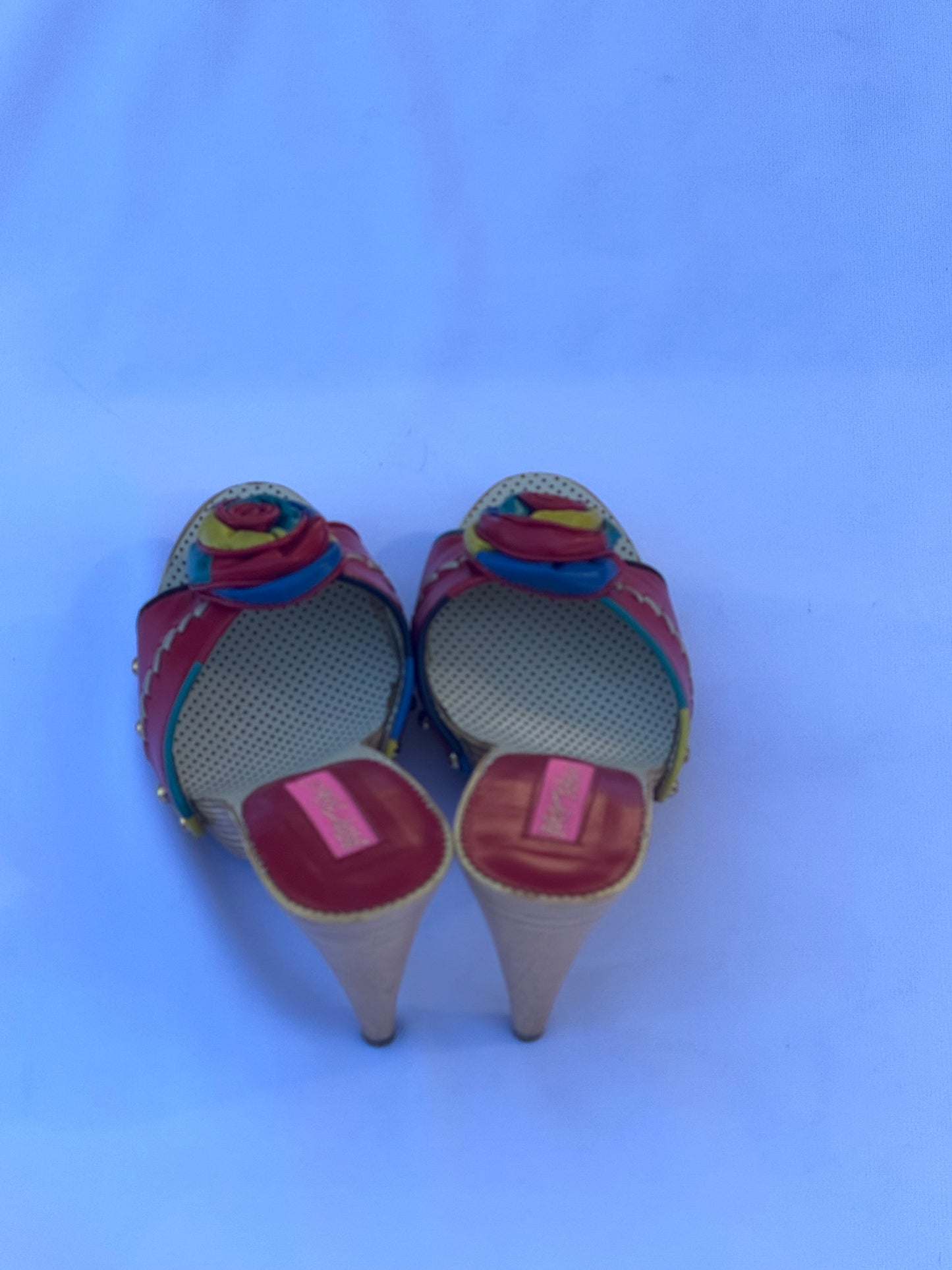 Vintage Rainbow Red Betsy Johnson Heels with Rosette