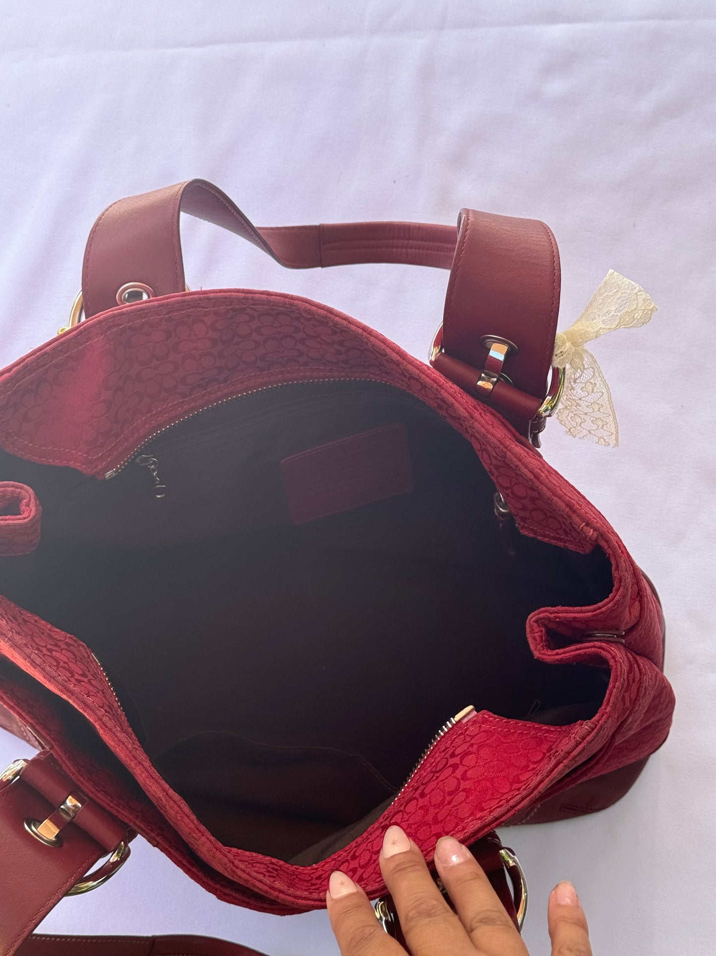 Vintage like new Coach signature red tote bag