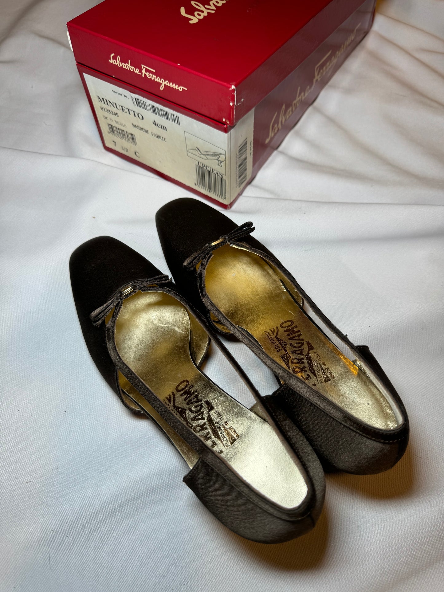 Vintage Unworn Brown Salvatore Ferragamo Ballet Style Shoes