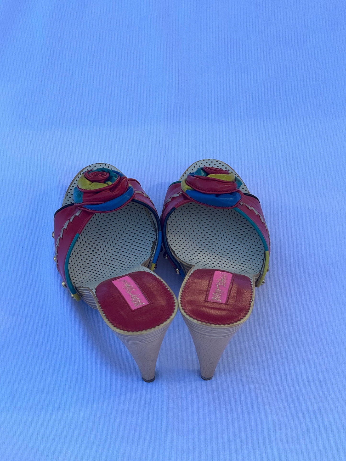 Vintage Rainbow Red Betsy Johnson Heels with Rosette