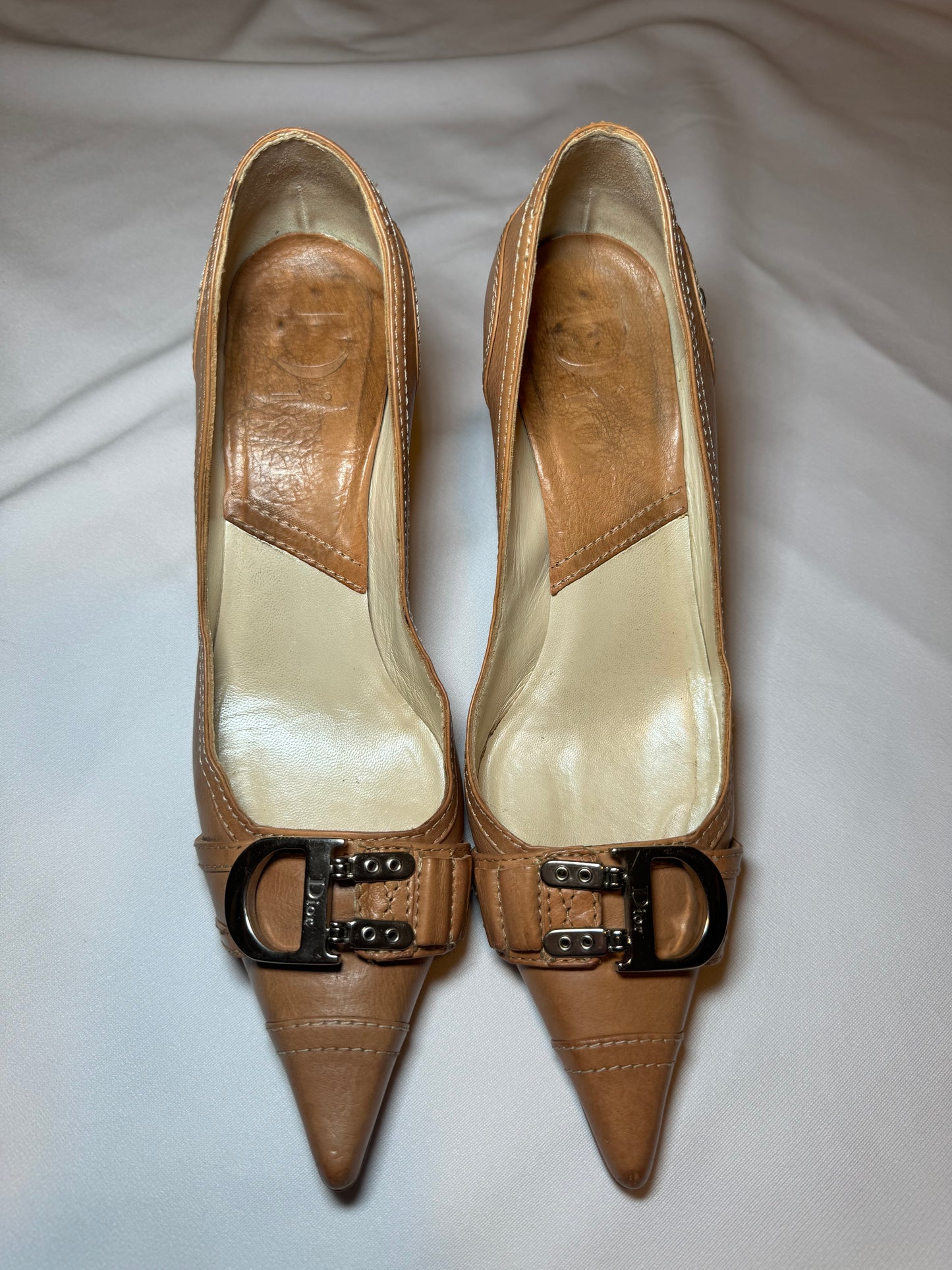 Rare Vintage Beige Dior Pointed Toe Kitten Heels