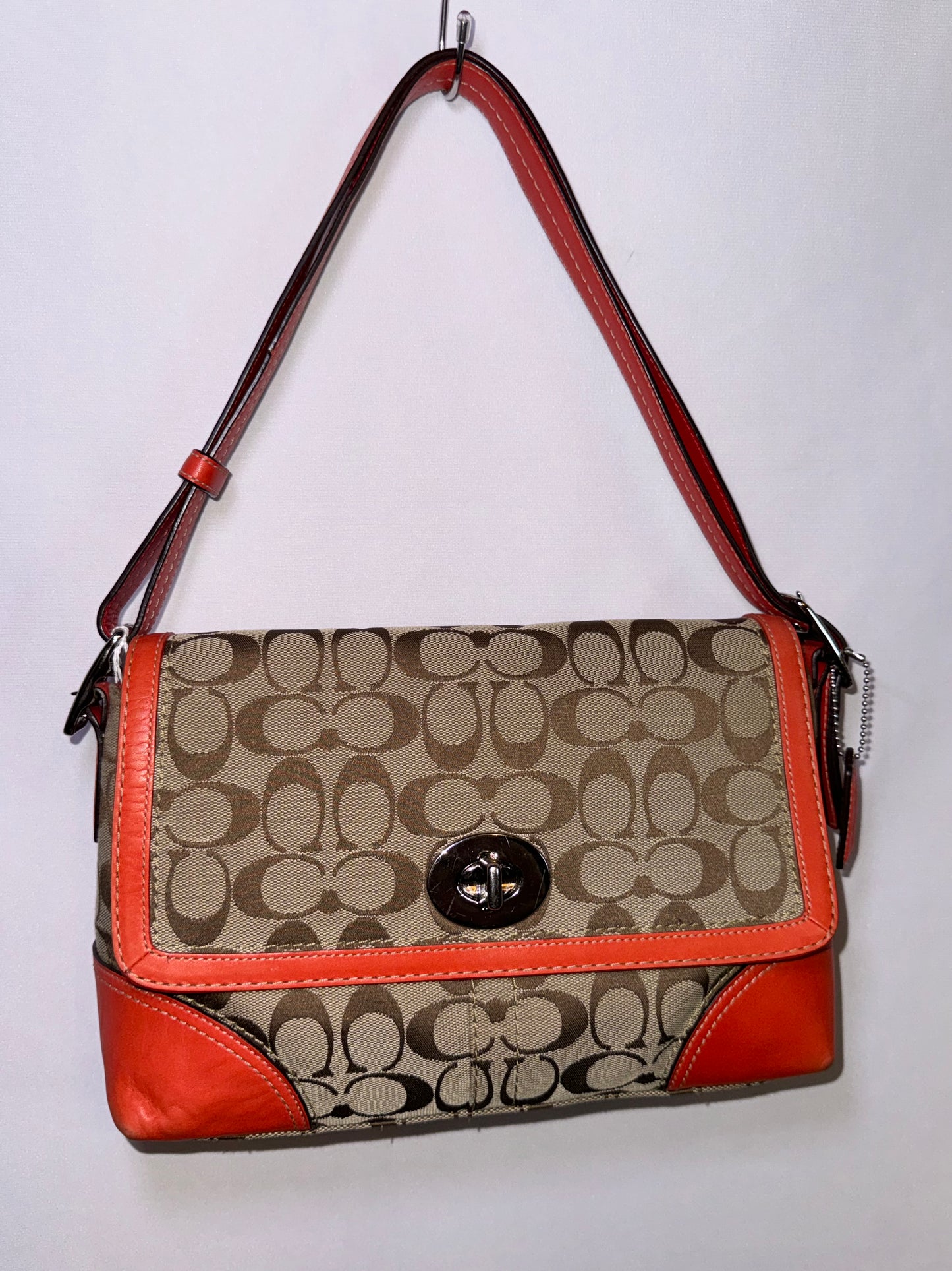 Vintage Y2K Coach Signature Bag With Red Orange accent