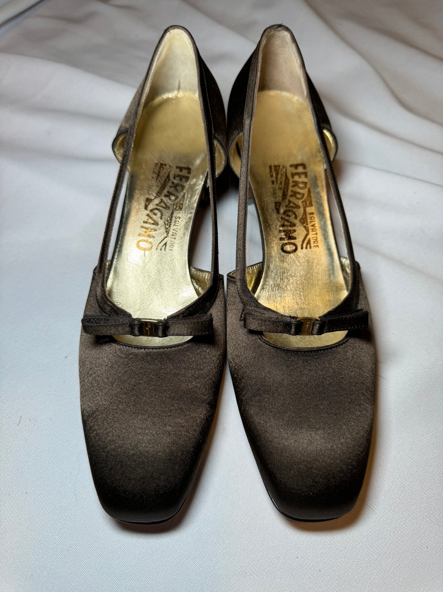 Vintage Unworn Brown Salvatore Ferragamo Ballet Style Shoes