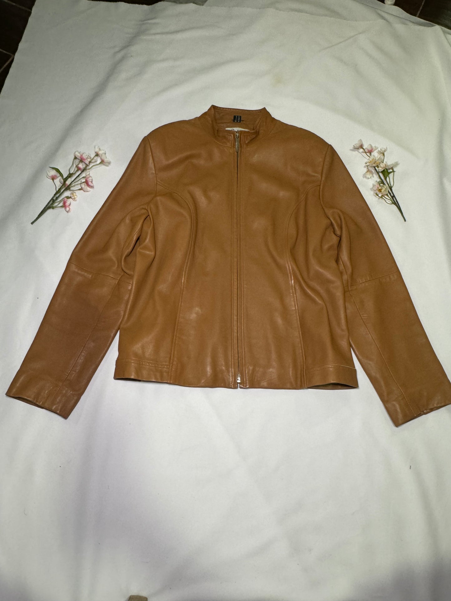 Vintage Light Brown Bomber Genuine Leather Jacket