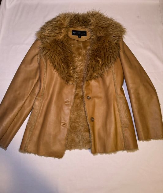 Genuine leather and faux fur lined Kenneth Cole pennylane style jacket