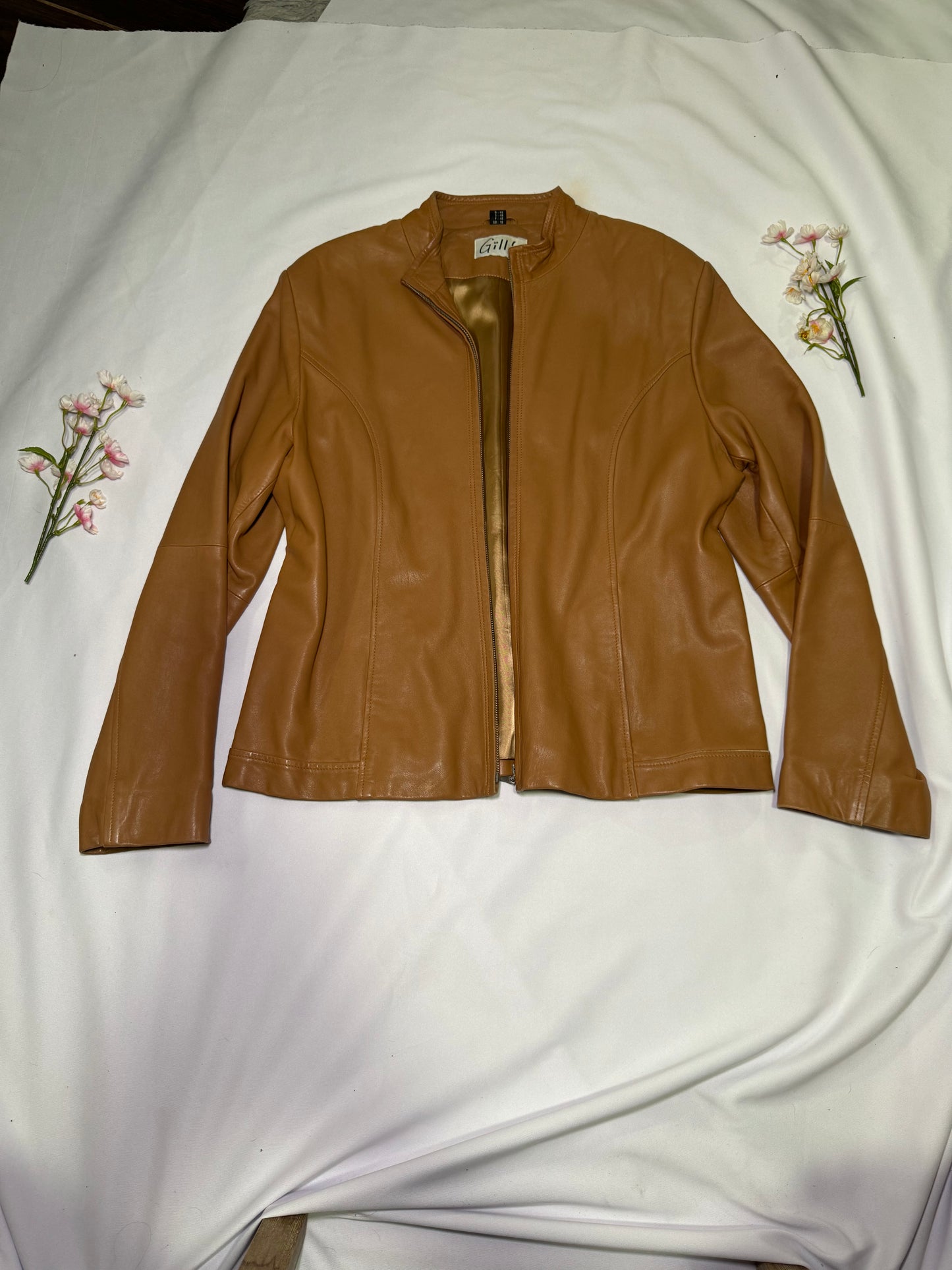 Vintage Light Brown Bomber Genuine Leather Jacket