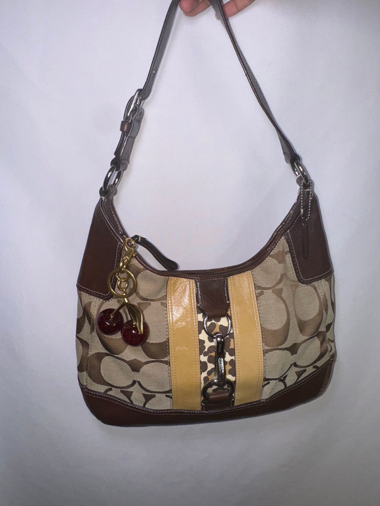 Vintage Y2K Animal Print Coach Signature Brown Hamptons Hobo Shoulder Bag