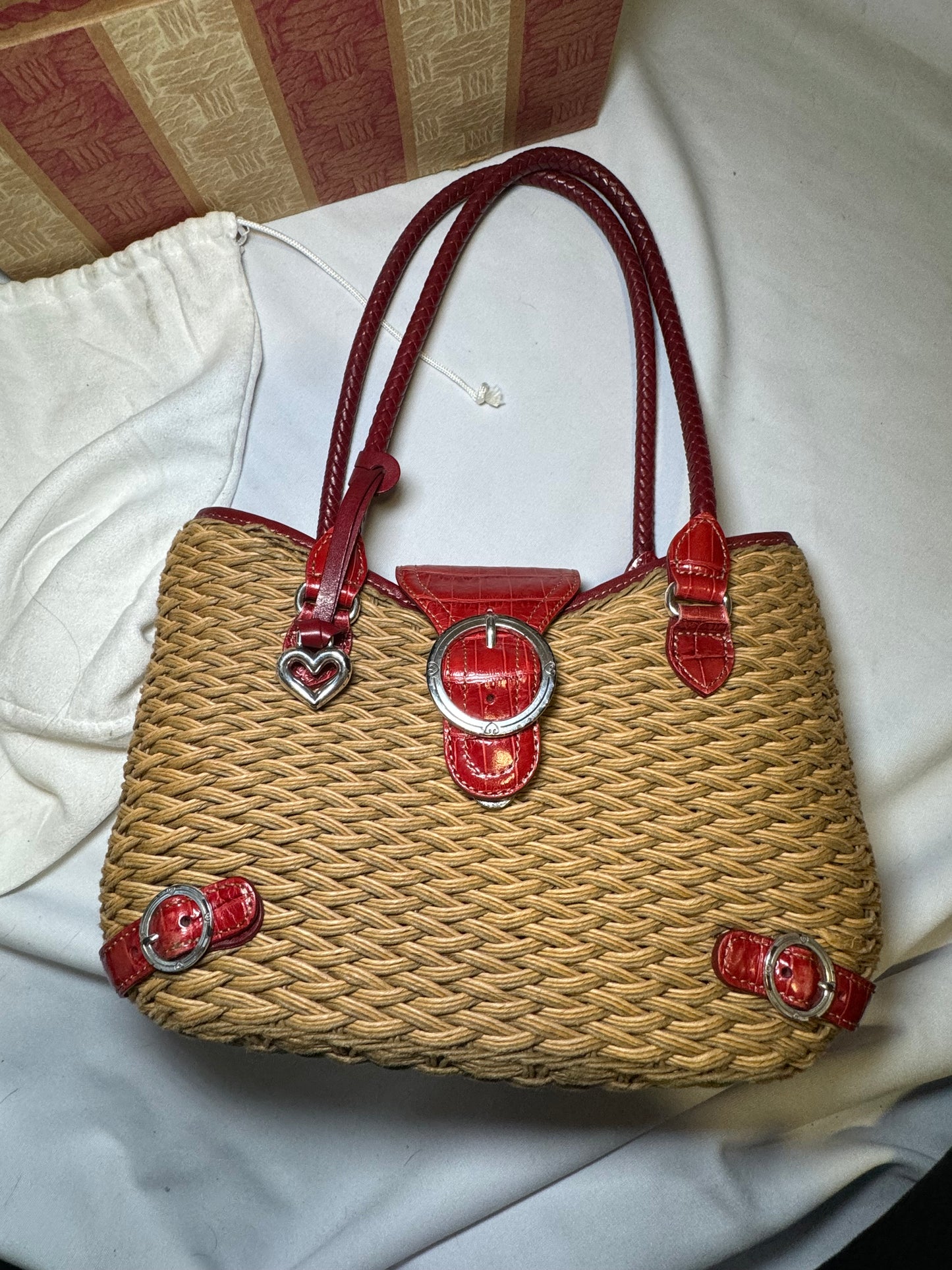 Vintage Brighton Red and Wicker Shoulder Bag