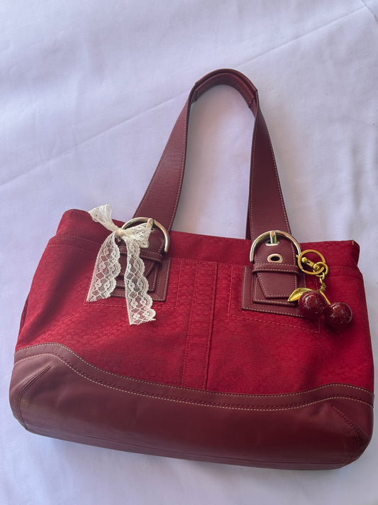 Vintage like new Coach signature red tote bag