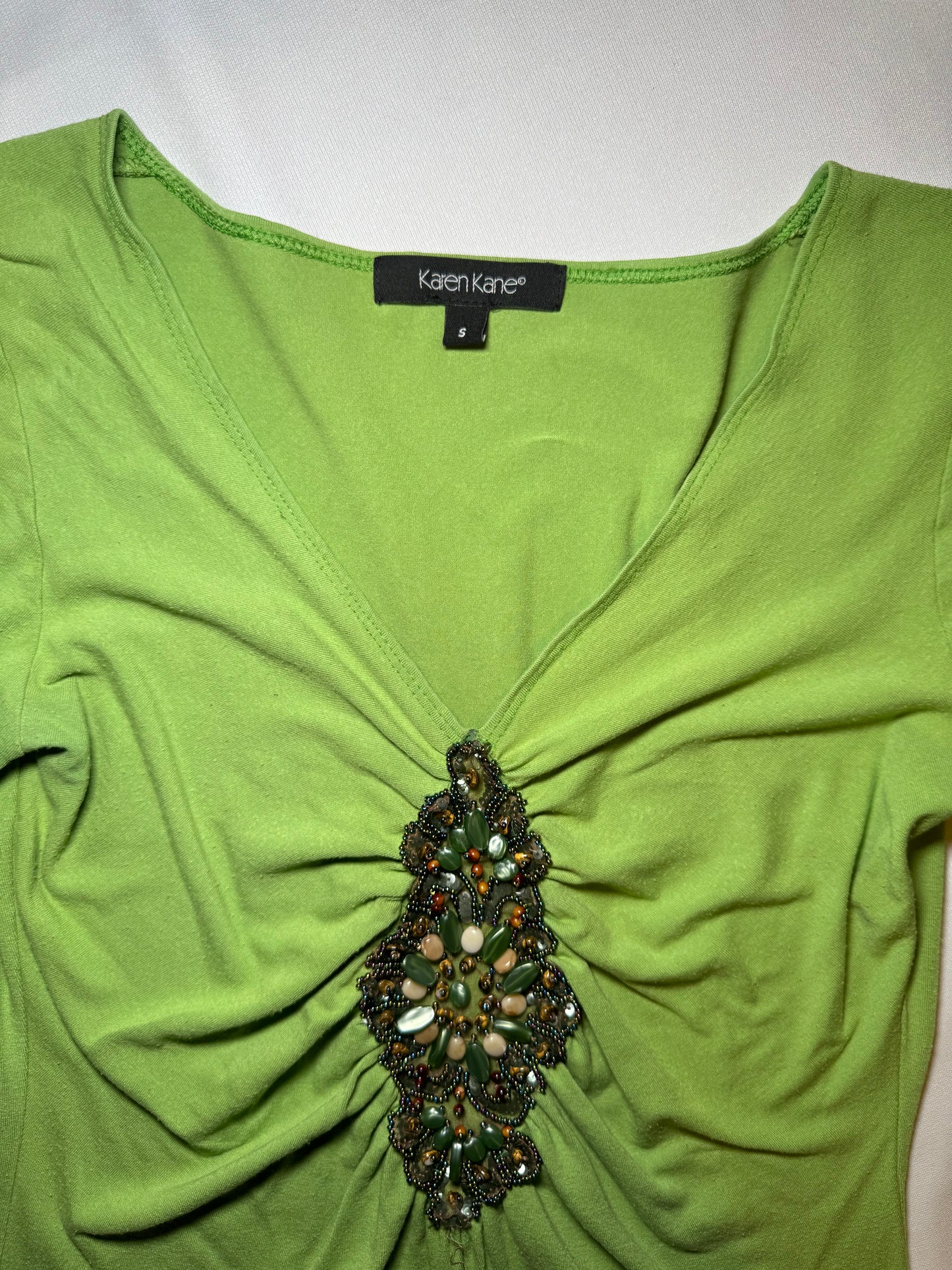 Lime green y2k beaded top