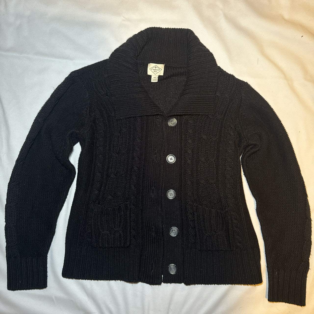 Vintage Black Knitted St. John Cardigan with Oversized Button Closure