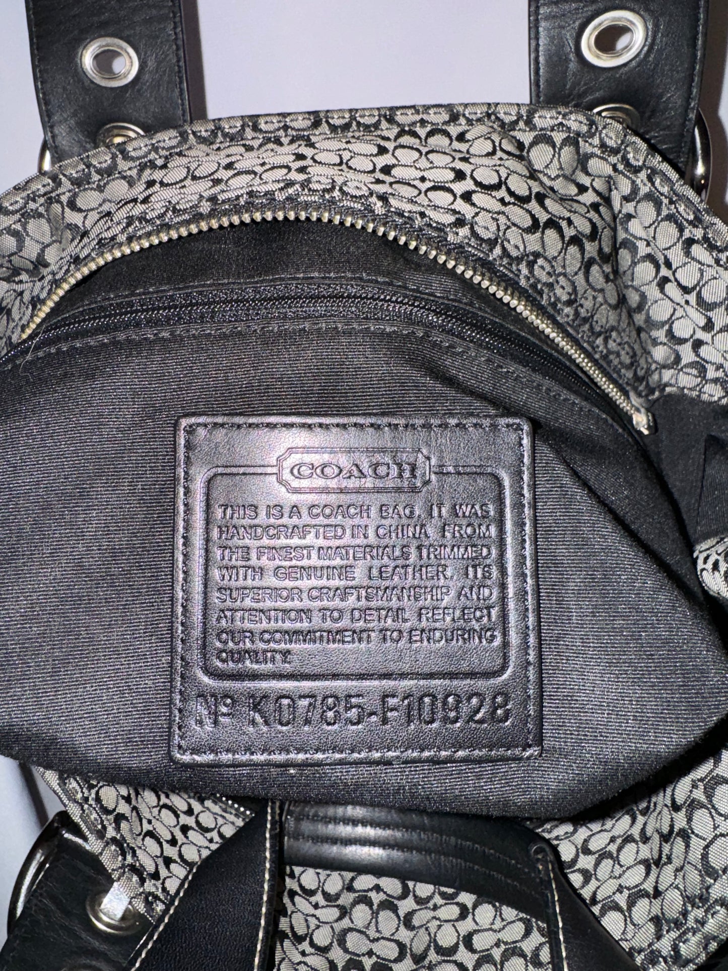 Vintage Y2k Coach Signature Jacquard Black and Gray Tote Bag