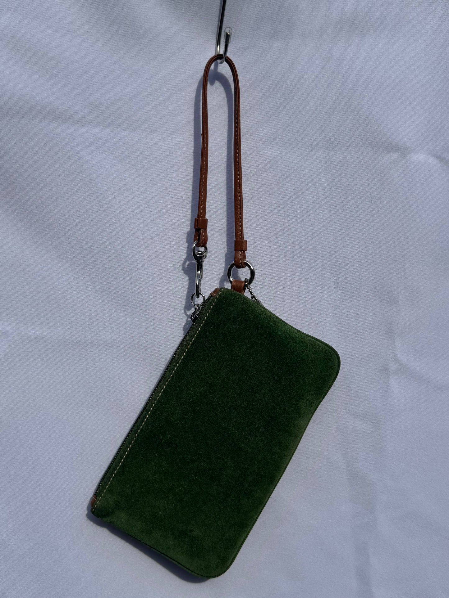 Vintage Coach Green Suede Wristlet