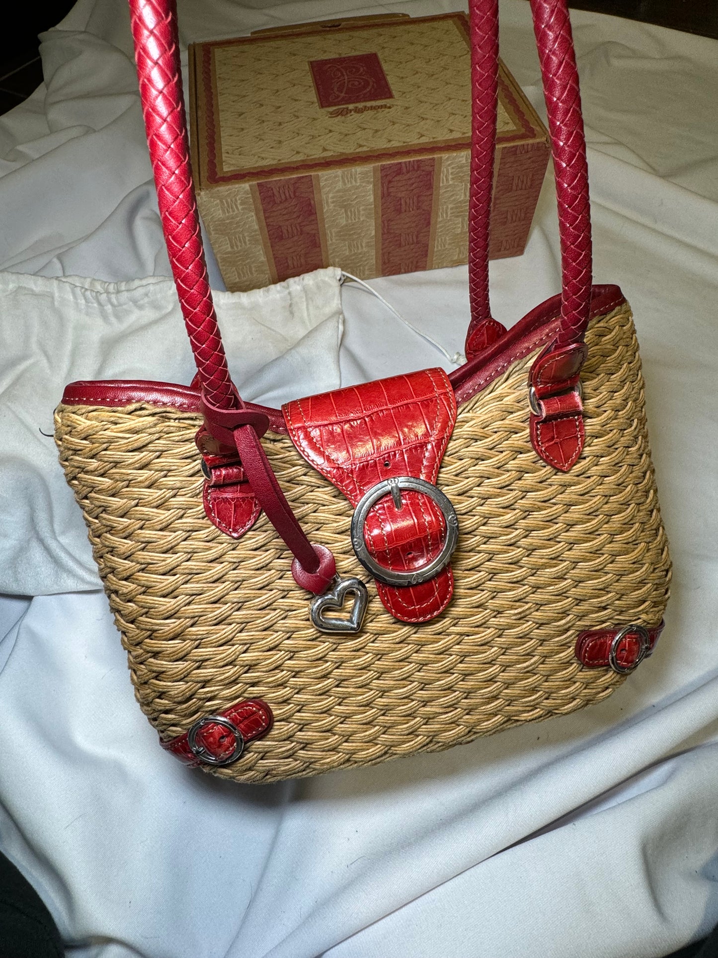 Vintage Brighton Red and Wicker Shoulder Bag