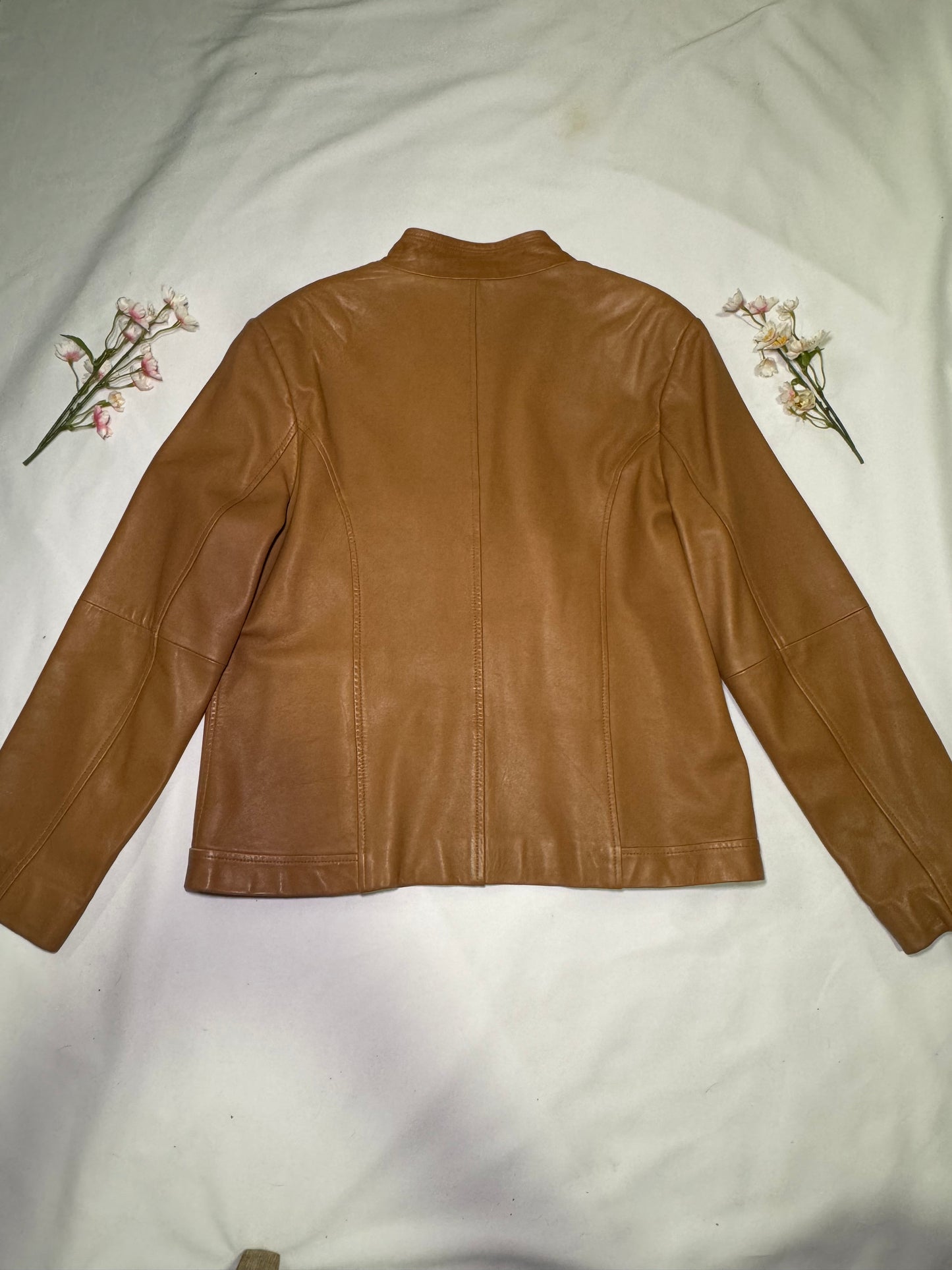 Vintage Light Brown Bomber Genuine Leather Jacket