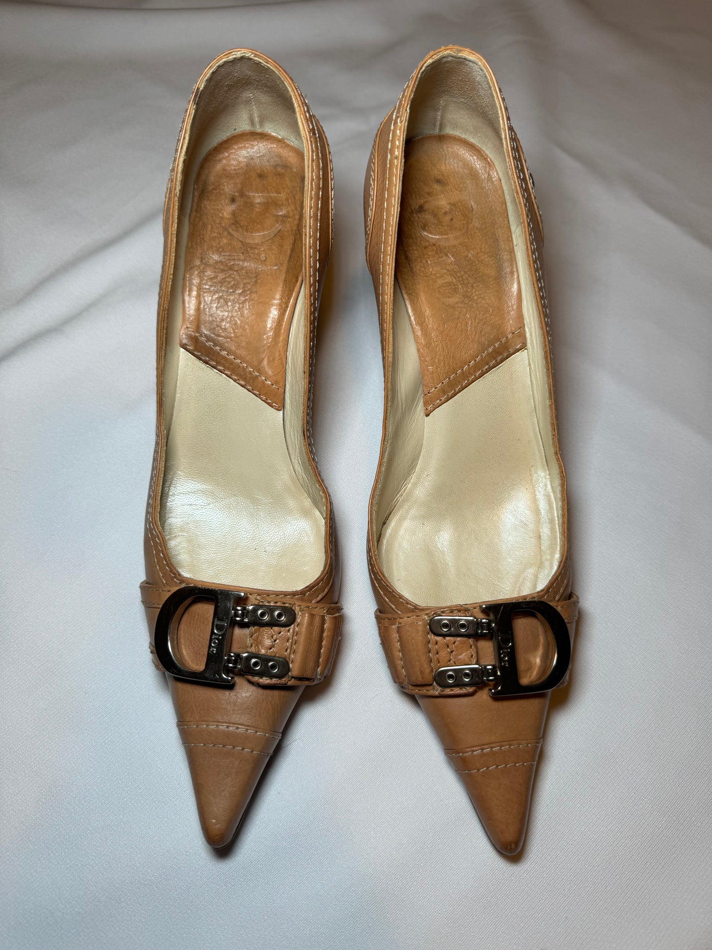 Rare Vintage Beige Dior Pointed Toe Kitten Heels