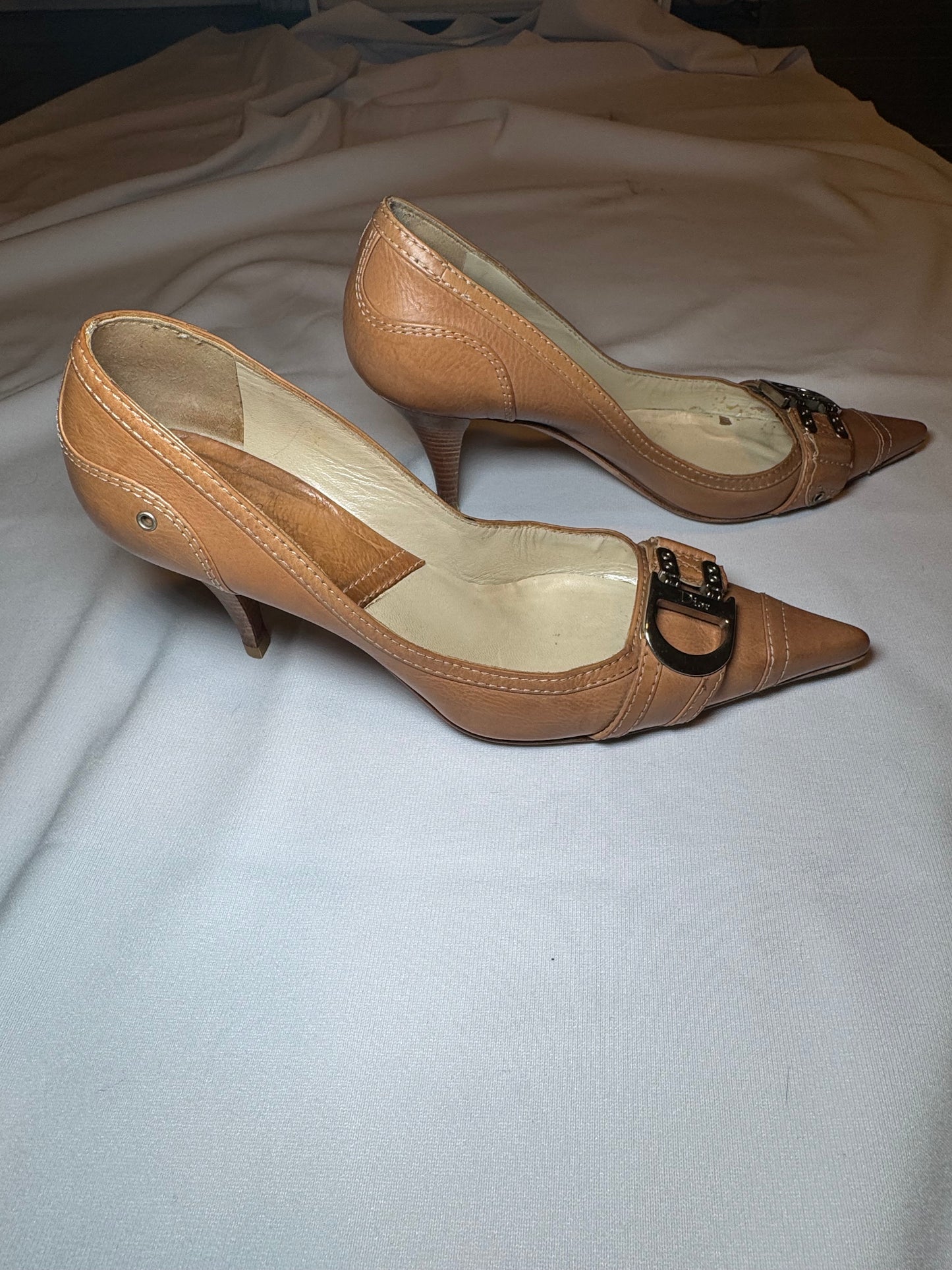 Rare Vintage Beige Dior Pointed Toe Kitten Heels