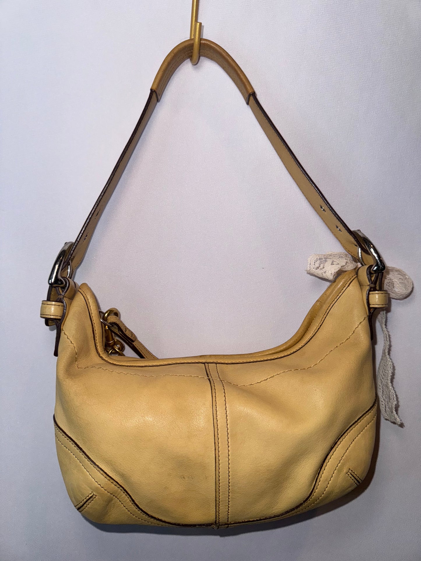 Vintage Y2K Coach Crescent Tan/yellow Mini Shoulder bag