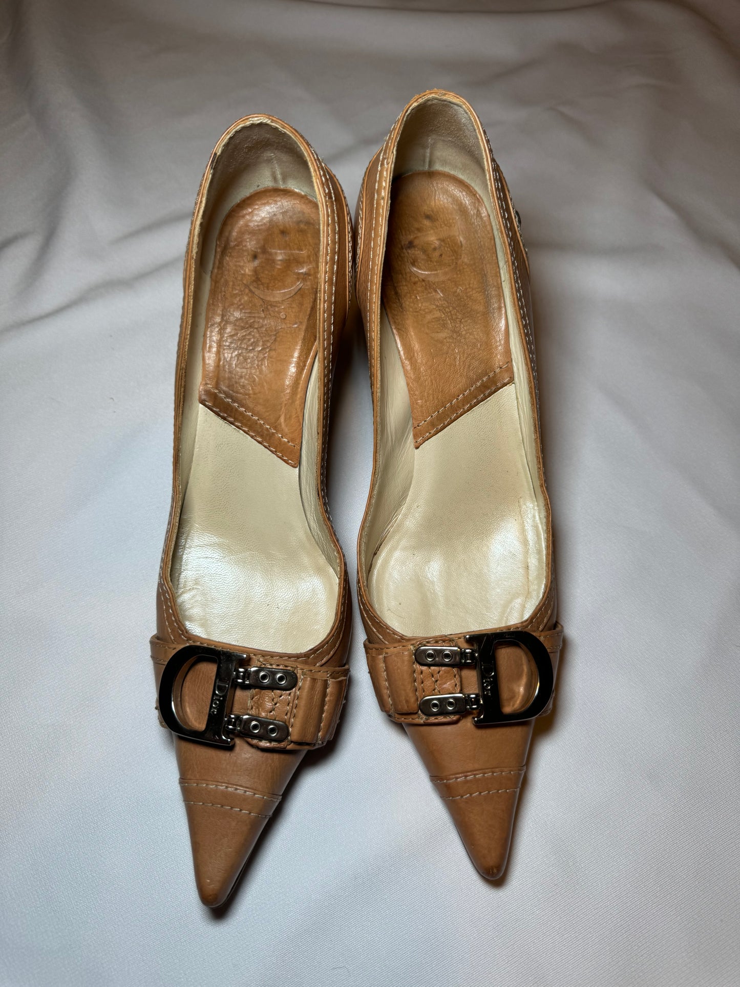 Rare Vintage Beige Dior Pointed Toe Kitten Heels