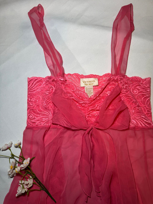 Hot Pink Gold Label Victoria Secret Micro Lingerie Dainty Fairy Hem Dress