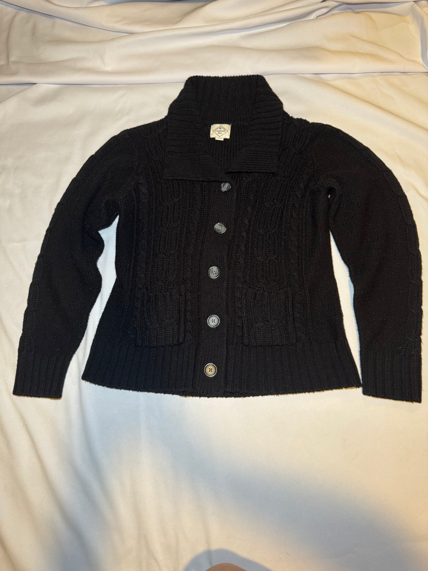 Vintage Black Knitted St. John Cardigan with Oversized Button Closure