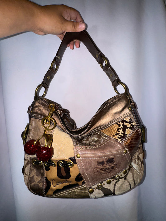 Vintage Y2K Coach Brown and Animal Print Chelsea Hobo Bag