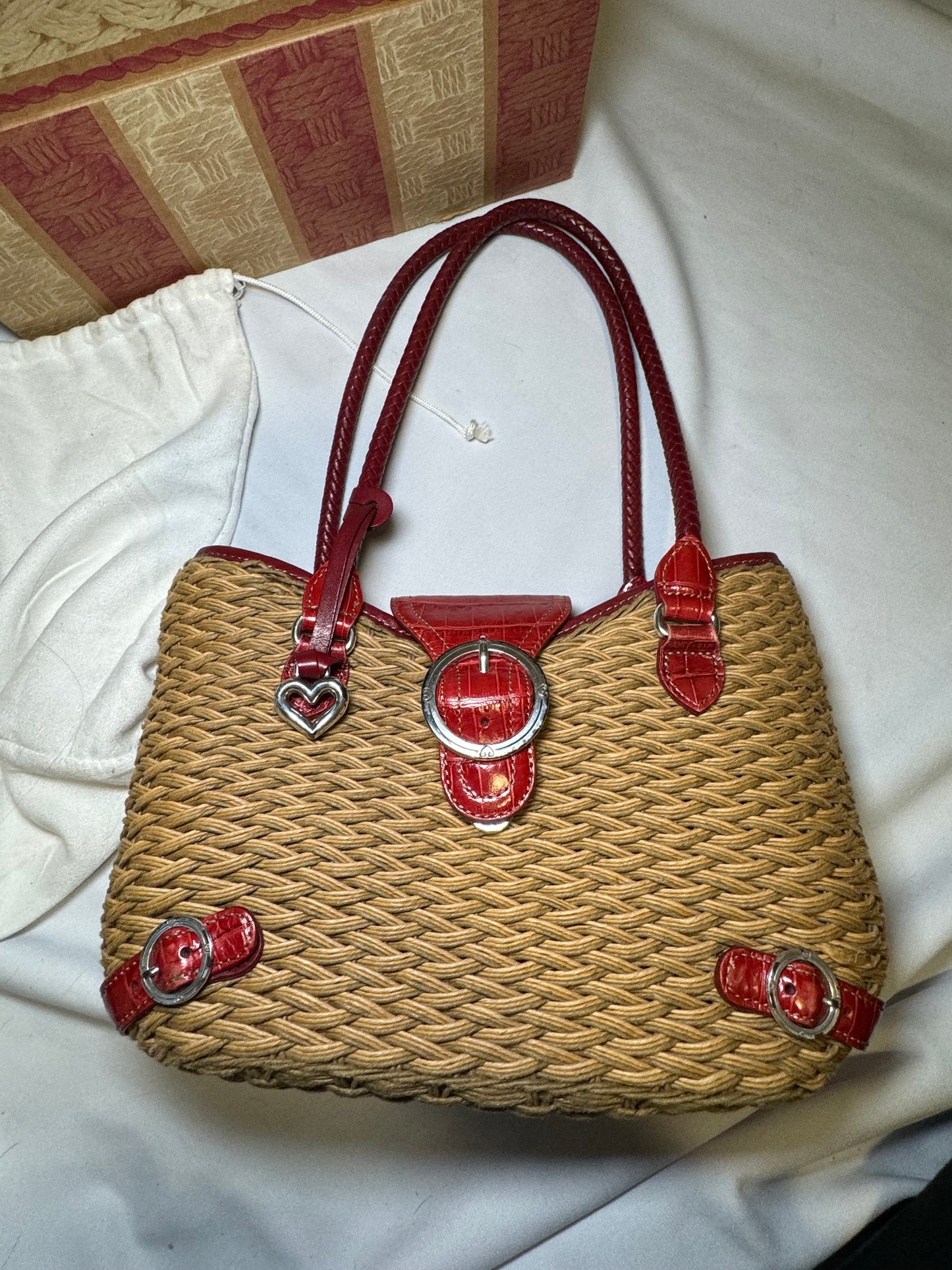 Vintage Brighton Red and Wicker Shoulder Bag