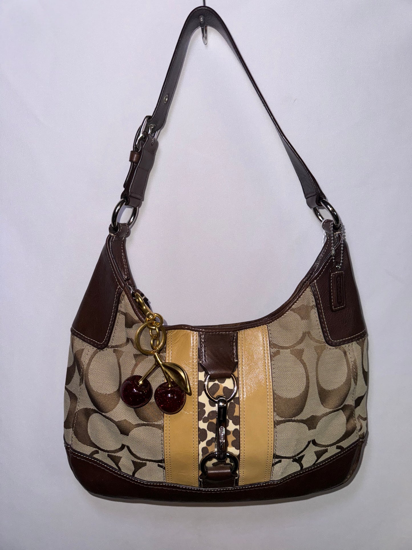 Vintage Y2K Animal Print Coach Signature Brown Hamptons Hobo Shoulder Bag