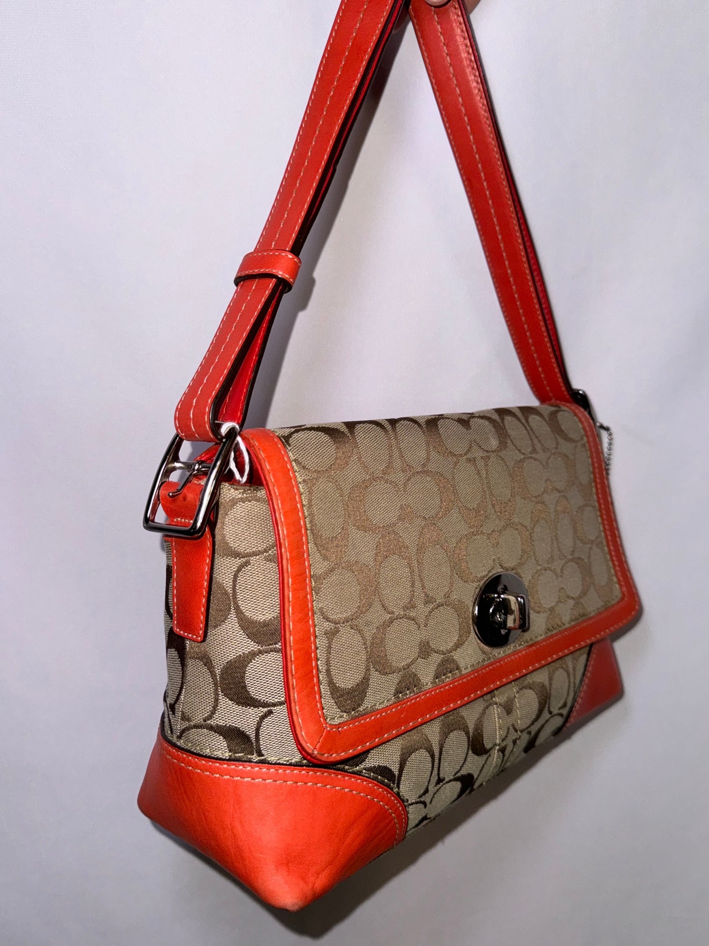 Vintage Y2K Coach Signature Bag With Red Orange accent