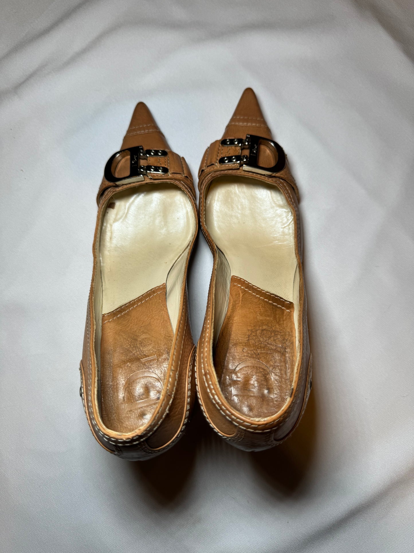 Rare Vintage Beige Dior Pointed Toe Kitten Heels