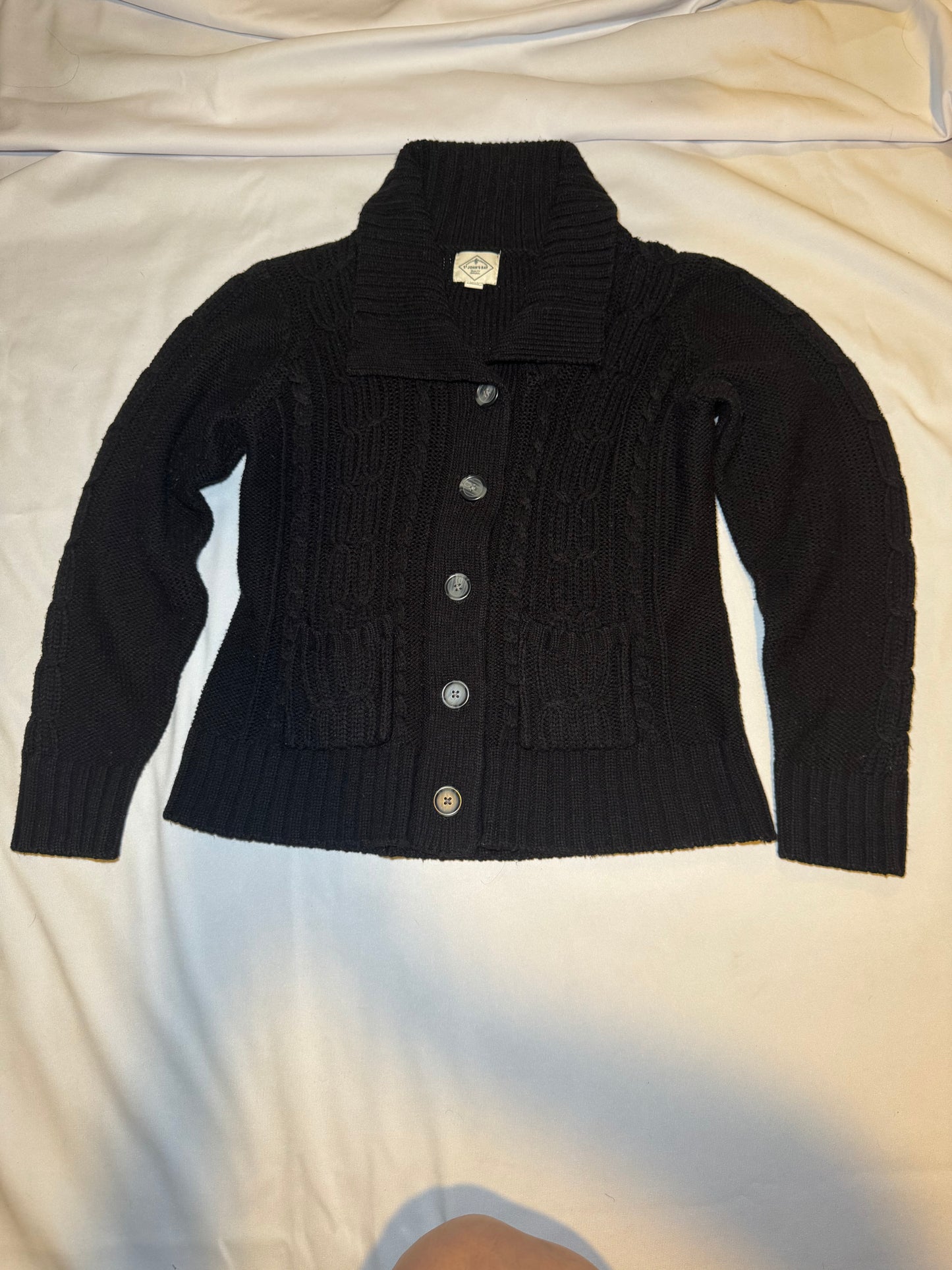 Vintage Black Knitted St. John Cardigan with Oversized Button Closure