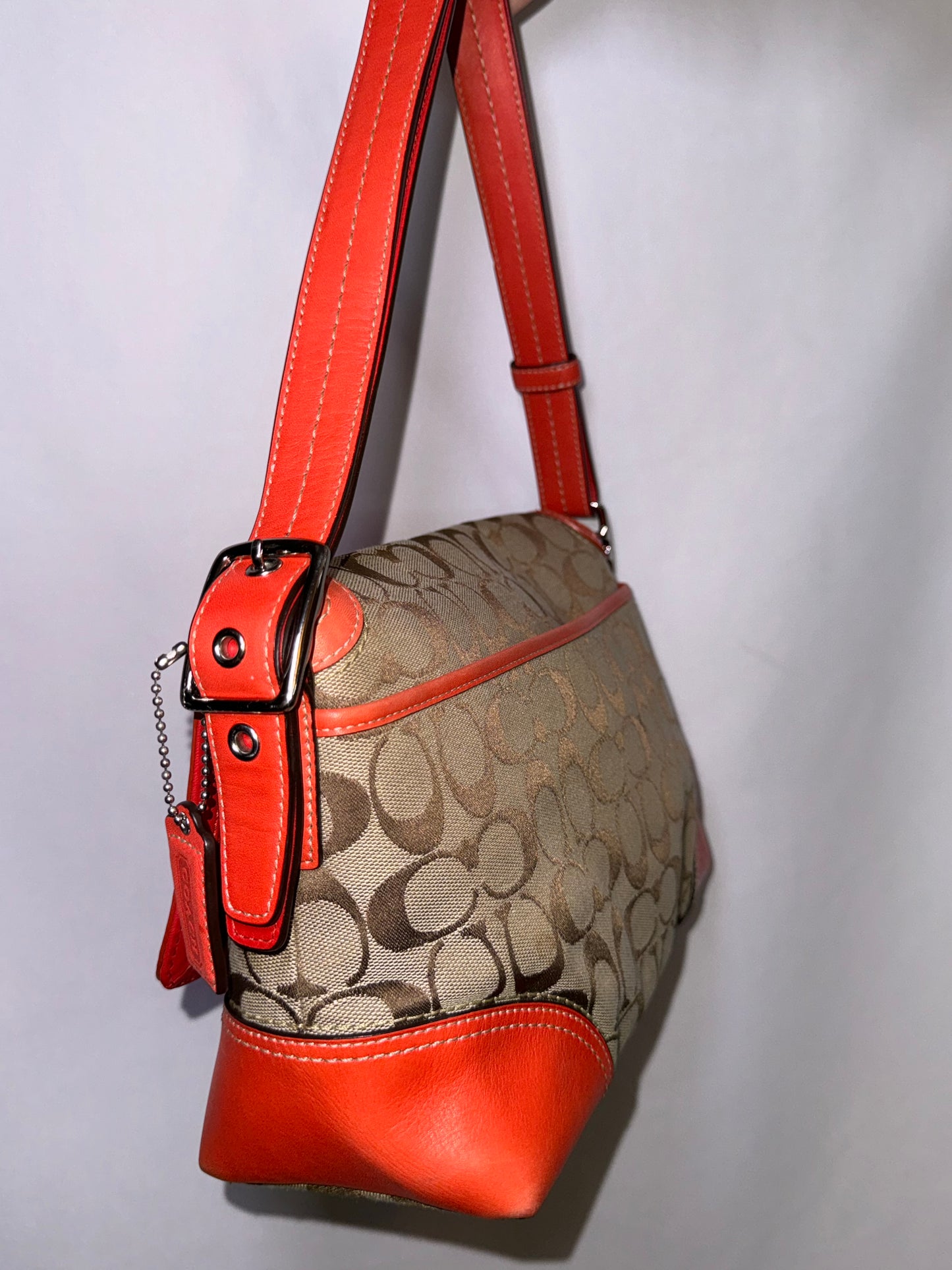 Vintage Y2K Coach Signature Bag With Red Orange accent