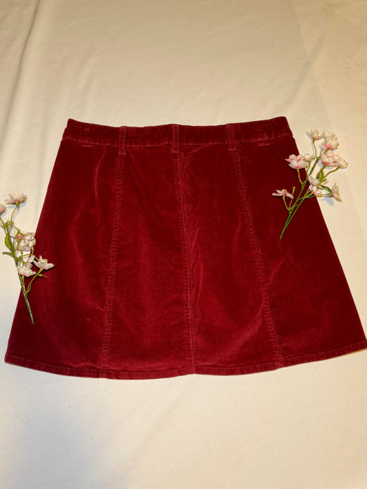 Red Corduroy Mini Skirt