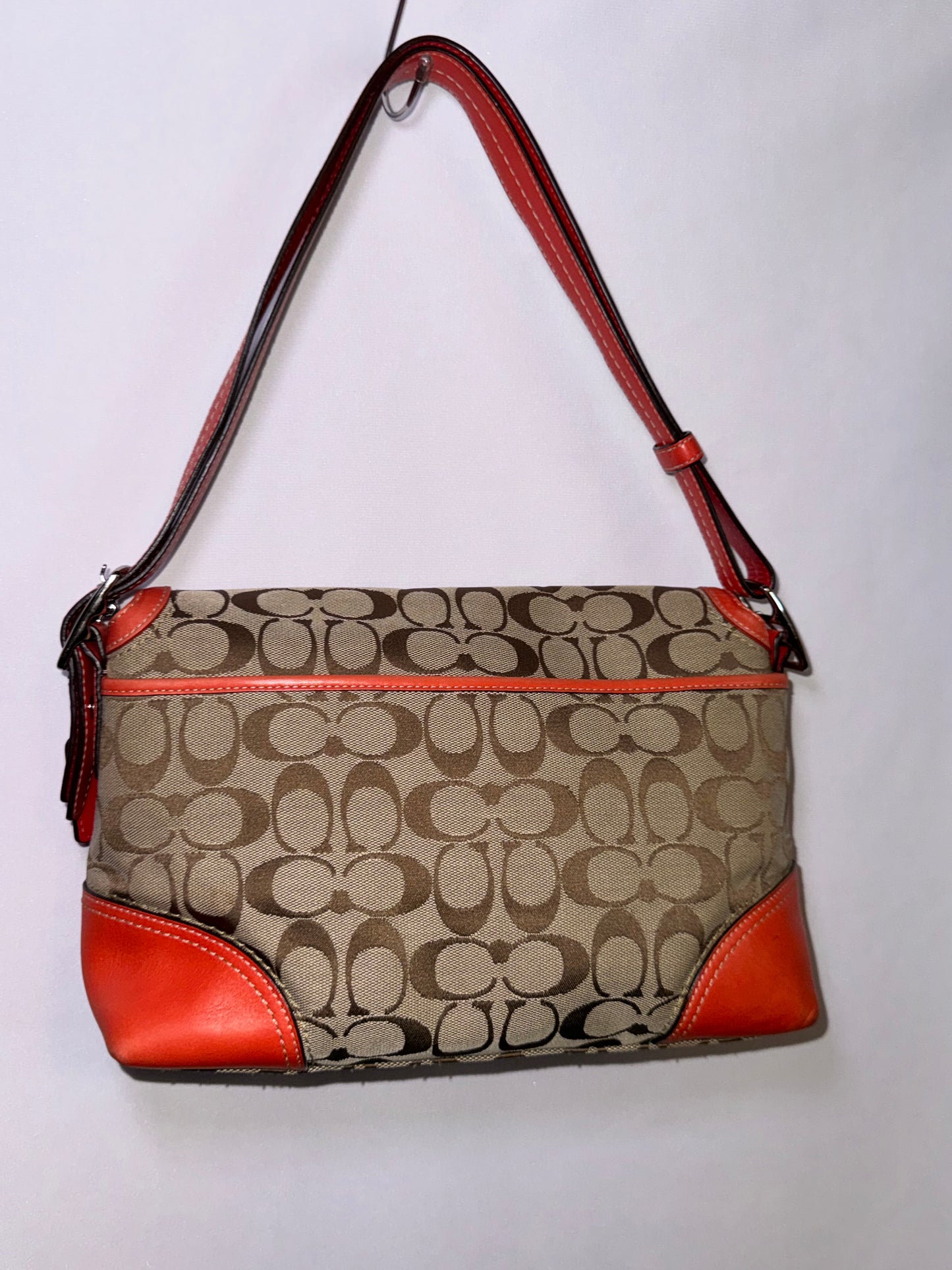 Vintage Y2K Coach Signature Bag With Red Orange accent