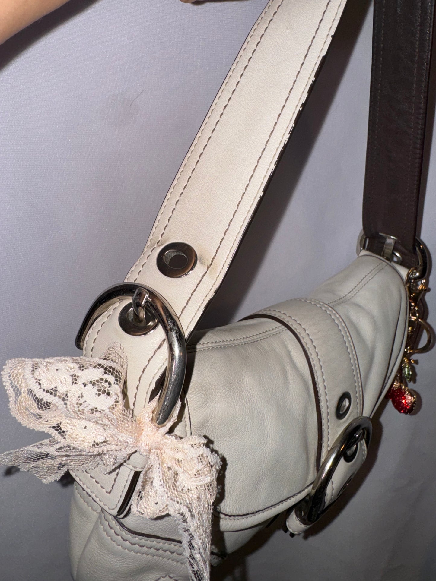 Vintage Off White Coach Soho Flap Shoulder bag