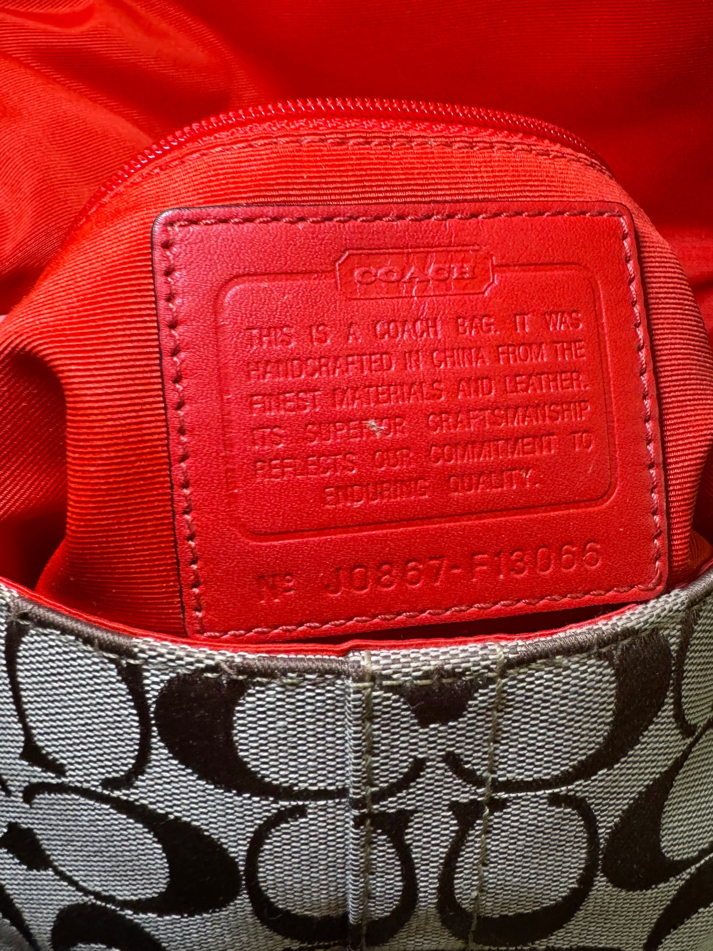 Vintage Y2K Coach Signature Bag With Red Orange accent