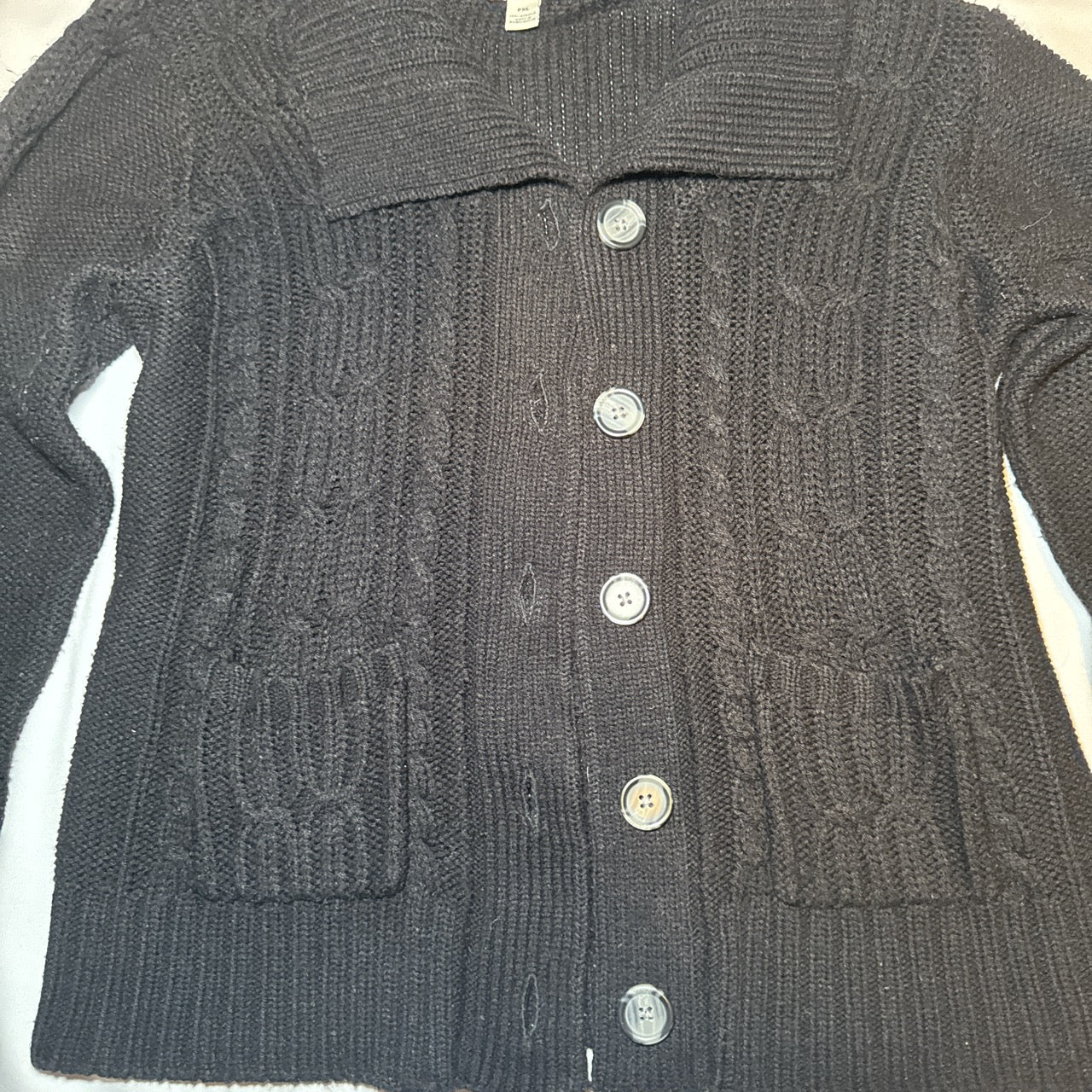 Vintage Black Knitted St. John Cardigan with Oversized Button Closure