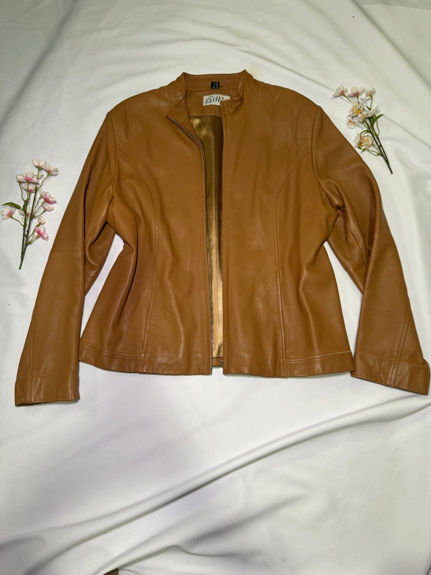 Vintage Light Brown Bomber Genuine Leather Jacket