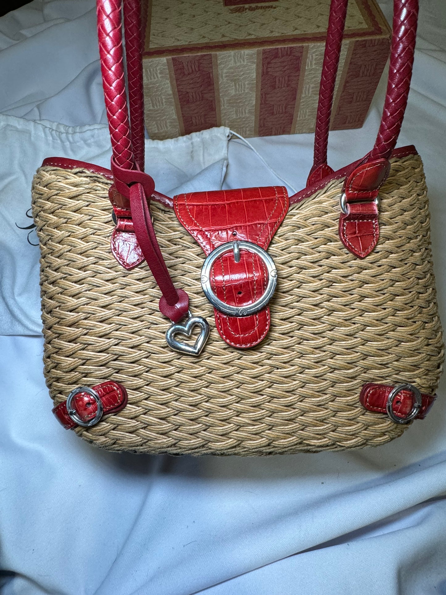 Vintage Brighton Red and Wicker Shoulder Bag