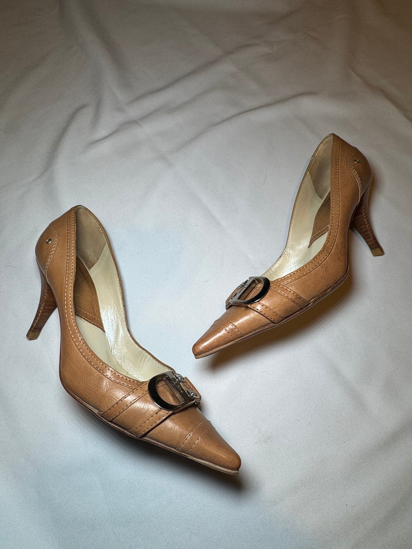 Rare Vintage Beige Dior Pointed Toe Kitten Heels