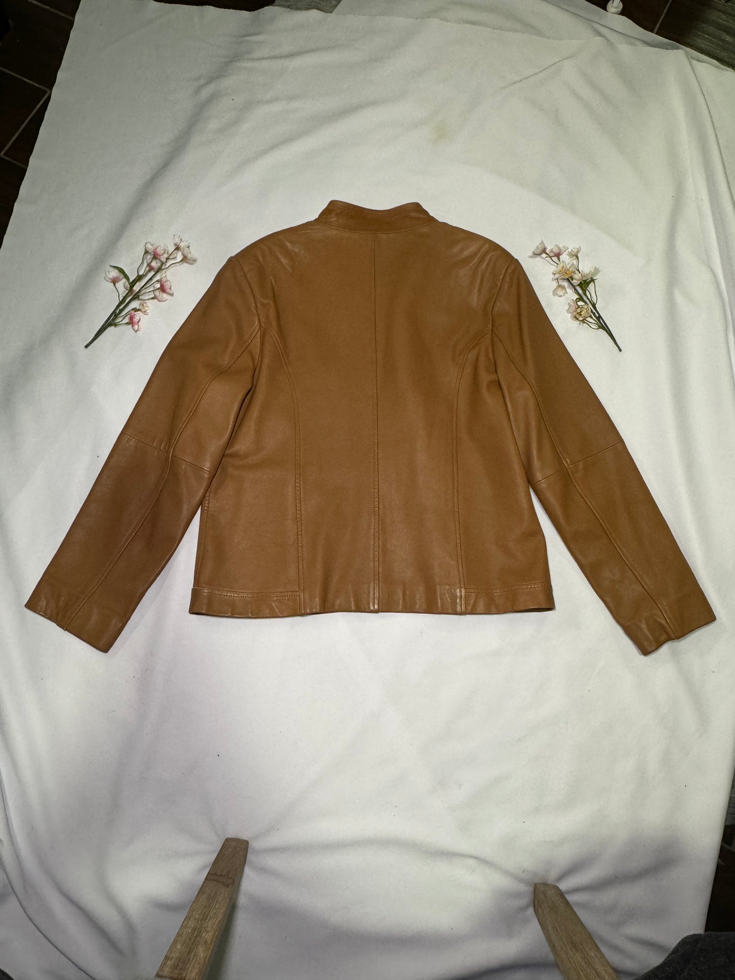 Vintage Light Brown Bomber Genuine Leather Jacket