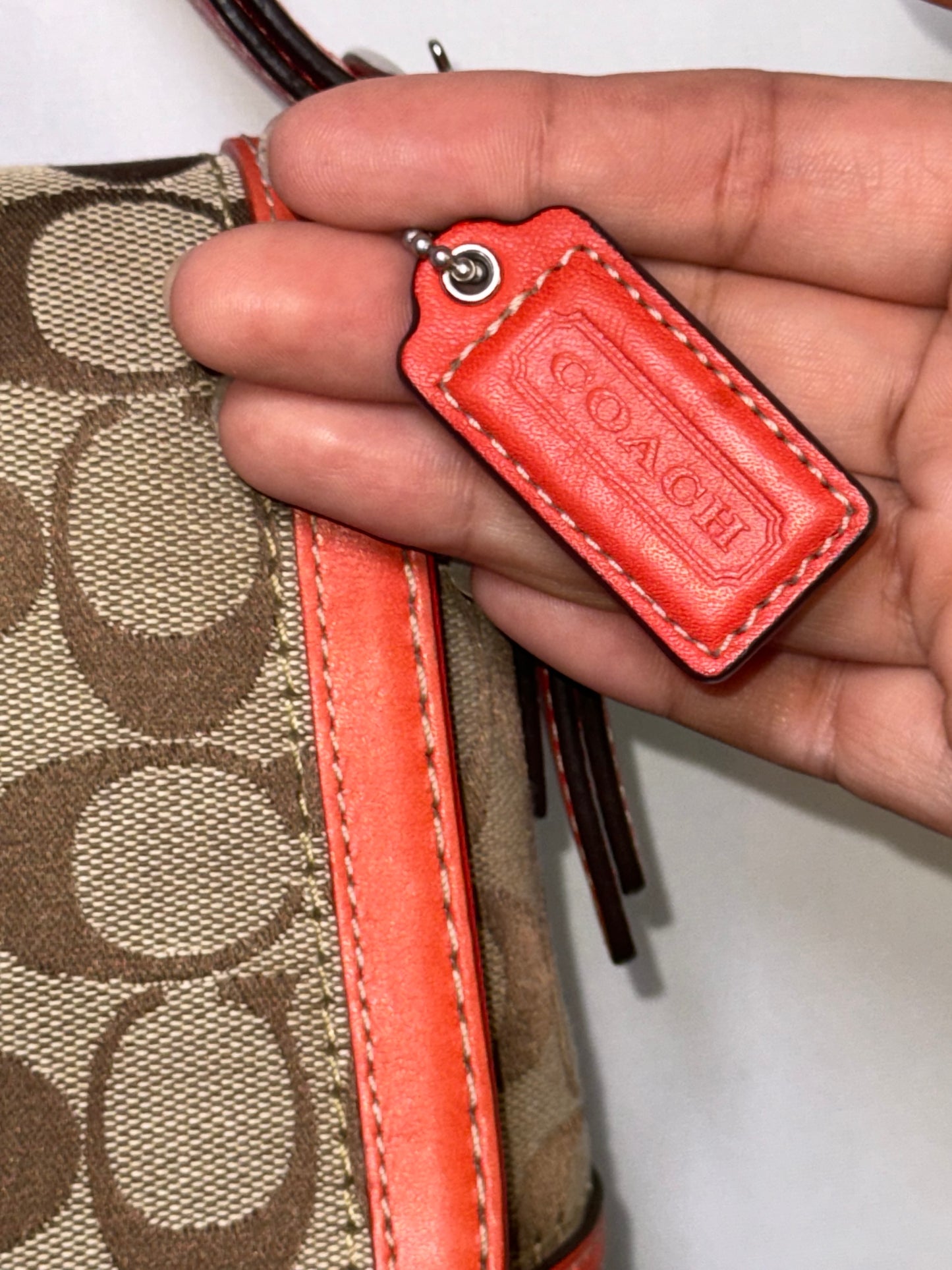 Vintage Y2K Coach Signature Bag With Red Orange accent